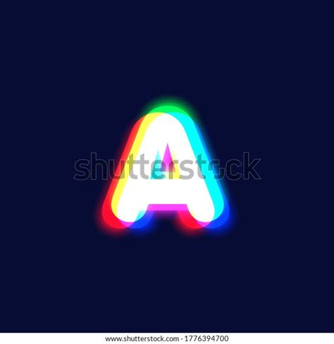 Realistic Chromatic Aberration Character Fontset Vector Stock Vector