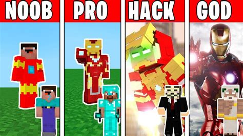 Minecraft Noob Vs Pro Vs Hacker Vs God Iron Man