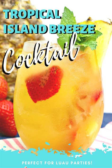Tropical Island Breeze Cocktail With Bourbon Rum