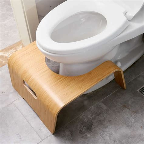 Natural Bamboo Wood Bathroom Toilet Stool Feelt