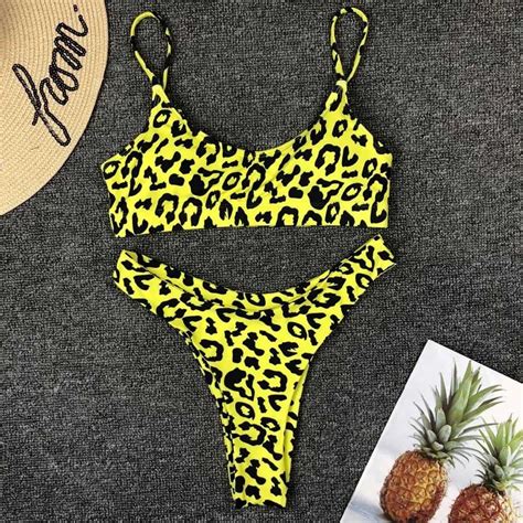 Leopard Bikini Set Thong Cut Swimwear Na01 Iawear