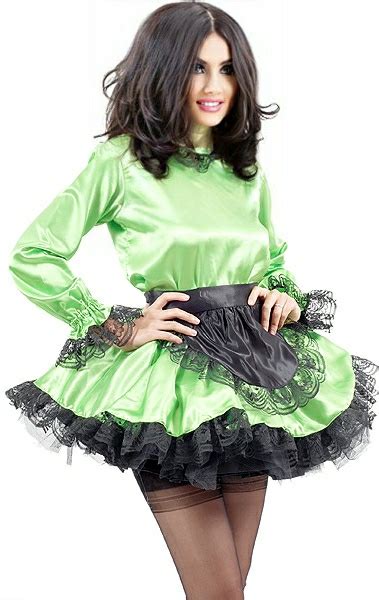 Satin French Maid Long Sleeves High Neck