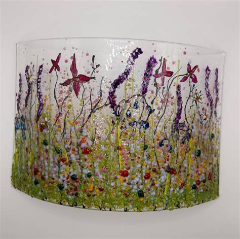 Wild Flower Meadow Large Fused Glass Curve Etsy Uk