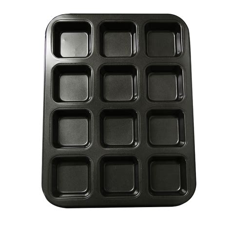 Teflon Muffin Mould Black 12 Cavity Square Bakers Creation