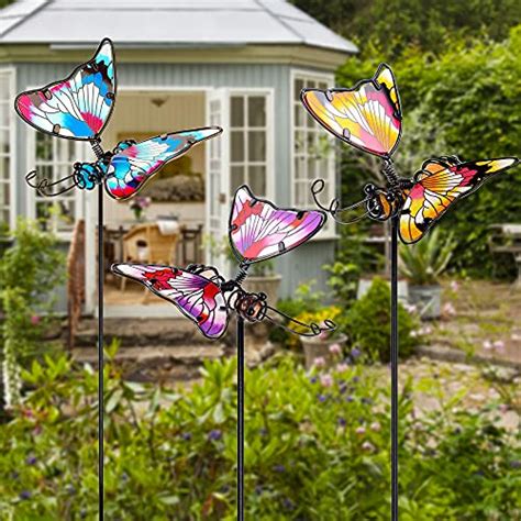 Juegoal Set Of 3 Butterfly Garden Stake Decor 20 Inch Colorful