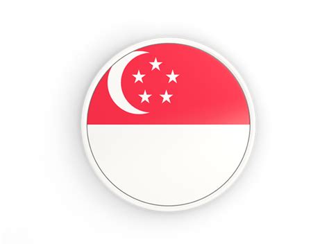 Comes in multiple formats suitable for screen and print. Round icon with white frame. Illustration of flag of Singapore