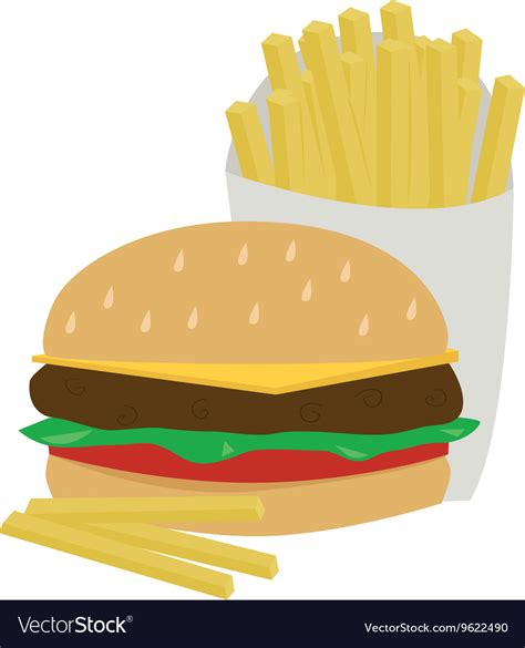 Burger And Fries Royalty Free Vector Image Vectorstock