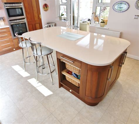 Walnut Shaker Kitchen Large Island With Seating Designed Supplied