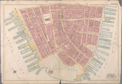 Plate 1 Battery Park Area 1897 Old Street Map Reprint 1897