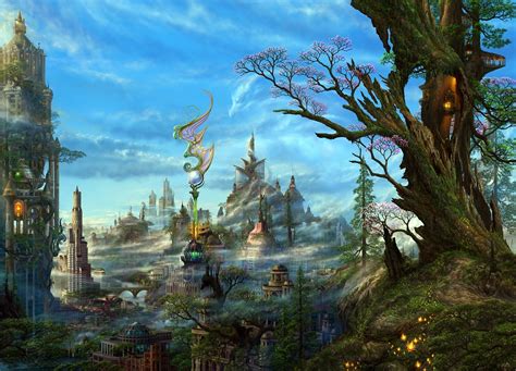 3500x2022 3500x2022 Anime Art Castles Cities Cityscapes Clouds
