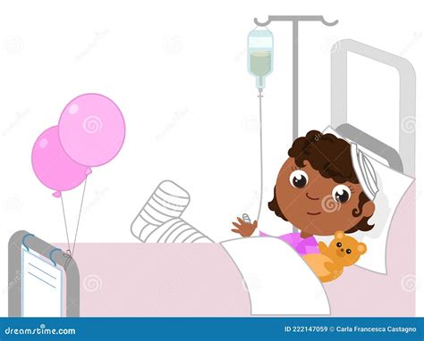 Girl In Hospital Bed Vector Illustration Stock Vector Illustration