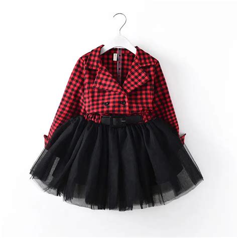 Lovely Baby Kids Girl Long Sleeve Plaids Checked Party Princess Red