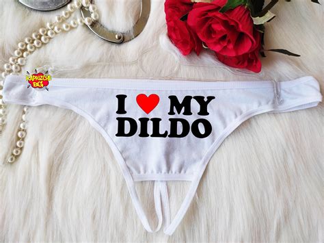 I Love My Dildo Thong Pantiesblack Sexy Thong Etsy