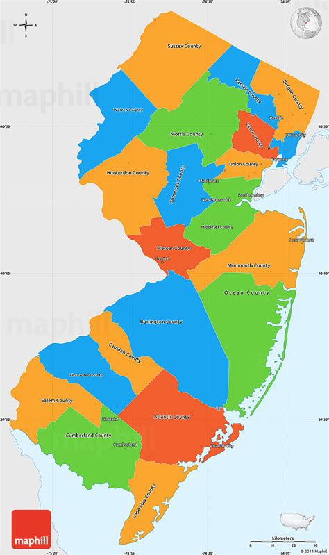 Political Simple Map Of New Jersey Single Color Outside