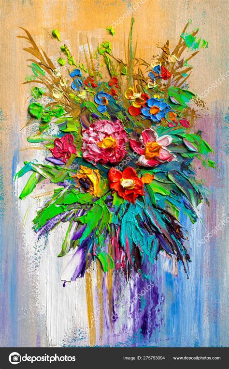 Oil Painting A Bouquet Of Flowers Stock Photo By ©sbelov 275753094