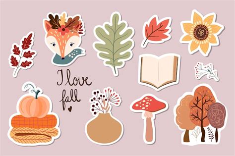 Premium Vector Autumn Stickers Magnets Collection With Cute Seasonal