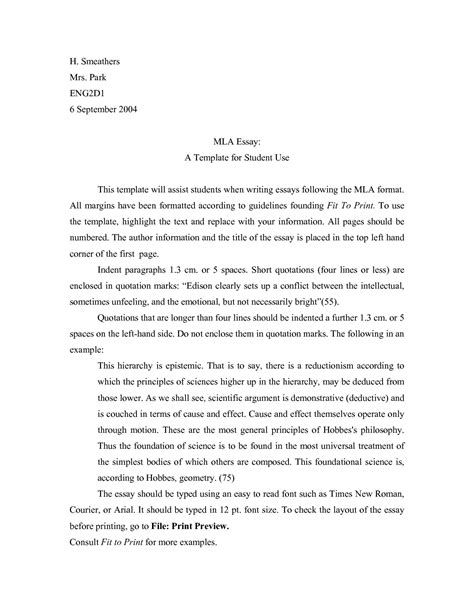 Sample College Paper Format Free 8 Sample College Essay Templates In