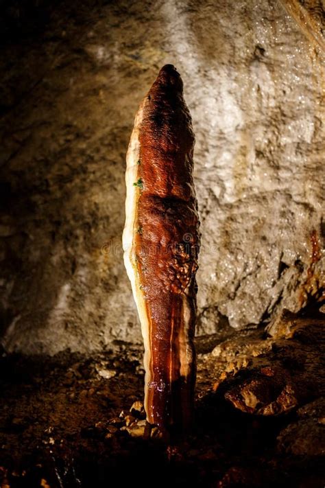 Massive Stalagmite In A Cave Stock Photo Image Of Tunnel Underground