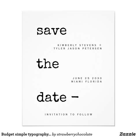 Budget Simple Typography Wedding Save The Date Flyer Zazzle In 2022