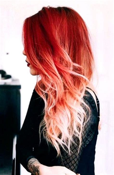 15 Gorgeous Red Ombre Hair Ideas For Fiery Ladies Red Ombre Hair White Ombre Hair Fire Ombre