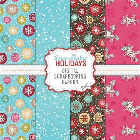 Snowflake Holidays Digital Scrapbook Papers Thumbnail Christmas