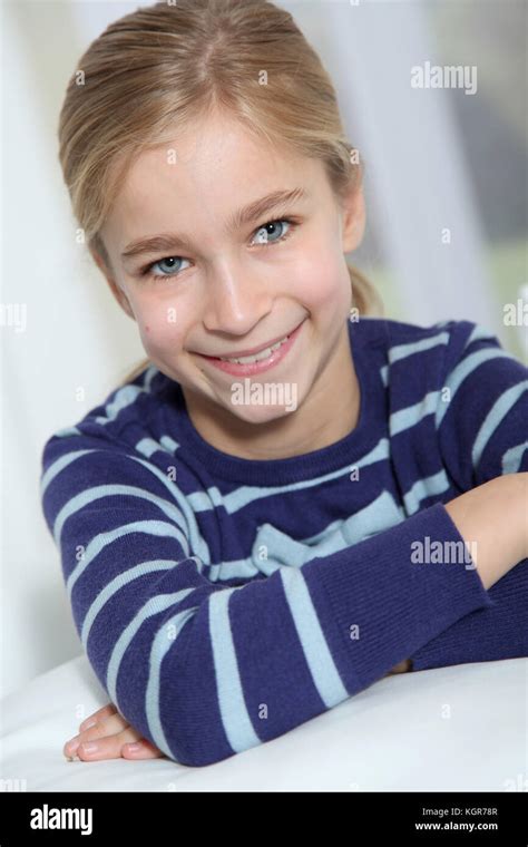 Portrait Of 10 Year Old Blond Girl Stock Photo Alamy