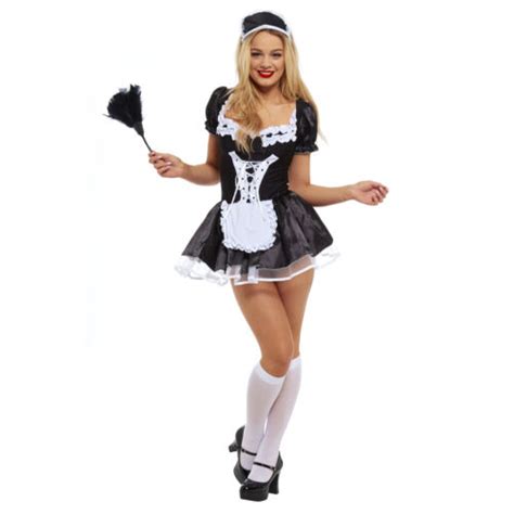 French Maid Fancy Dress Costume Womens Outfit Plus Size Sexy Waitress