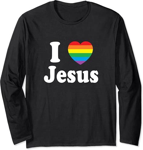I Love Jesus Lgbt Pride Long Sleeve T Shirt Amazon Co Uk Fashion