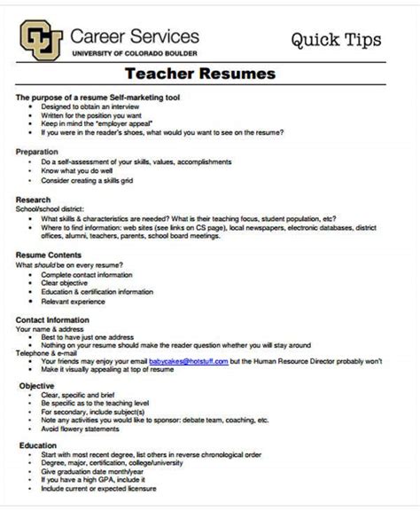 You should always begin with a summary section. 21+ Simple Teacher Resume Templates - PDF, DOC | Free & Premium Templates