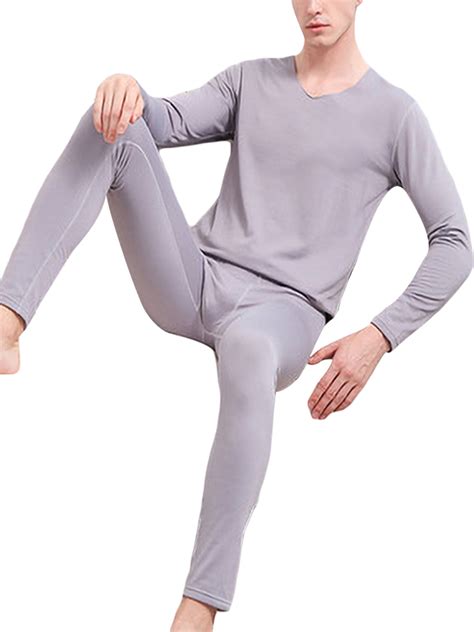 fashion men winter thermal underwear set long johns top and bottom warm sleepwear set 4xl om6697960