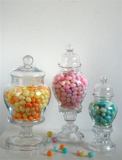 Candy Bar Glass Apothecary Jars Set Of 3 Shabby Chic Candy