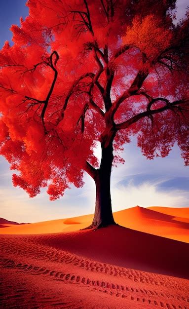 Premium Ai Image A Red Tree In The Desert