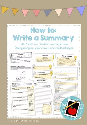 How To Write A Summary Inkl Interaktiver Pdf Unterrichtsmaterial Im