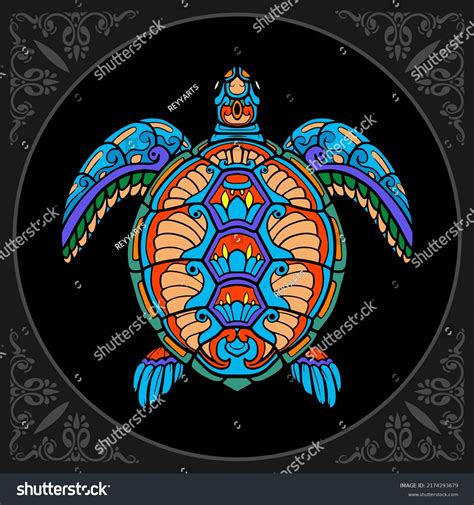 Colorful Turtle Zentangle Arts Isolated On Stock Illustration