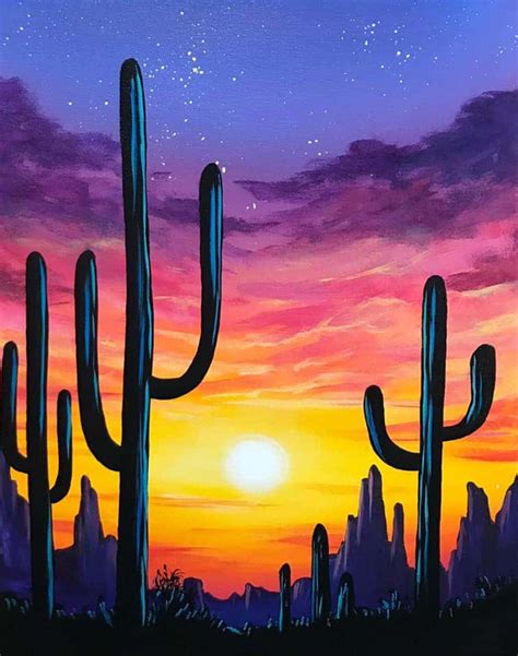 Art And Collectibles Painting Oil Desert Sunset Pe