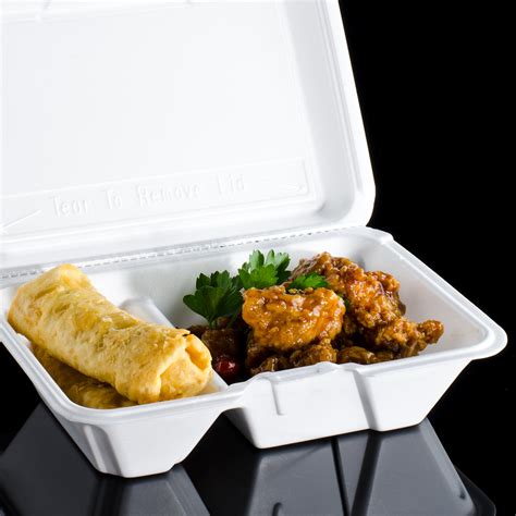 These containers are also affordable, lightweight, and easy to store in your dry stock. Dart 205HT2 9" x 6" x 3" White Foam 2 Compartment Take Out ...
