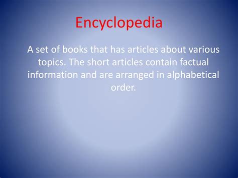Is an engaging and no prep fluency download. PPT - Dictionary, Almanac, Encyclopedia, Atlas, Thesaurus ...