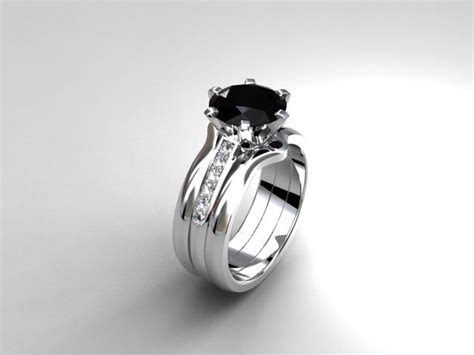 Black Spinel Engagement Ring Set Diamond By Torkkelijewellery