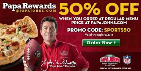 Papa Johns Coupon Code For 50 Off Expires 9 4 12