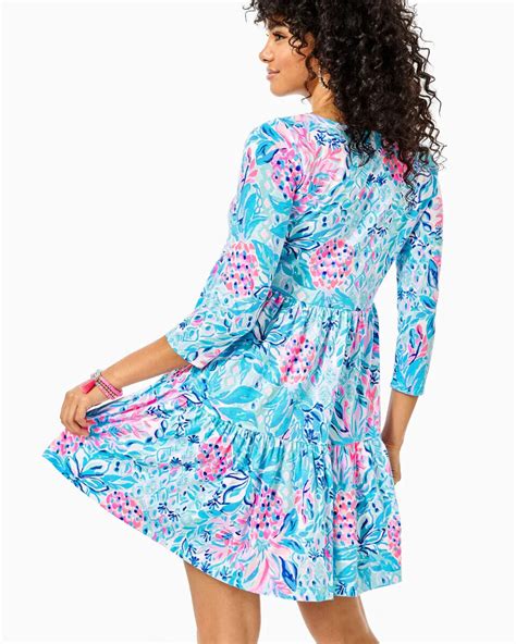 Lilly Pulitzer Geanna Swing Mini Dress Printed Texture Tiered Cotton L