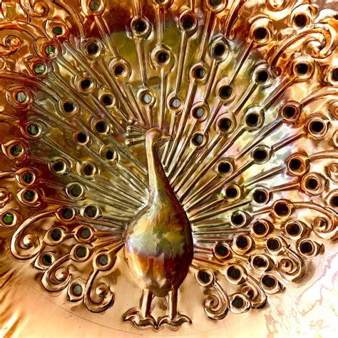 Set of 3 hand painted copper decorative items. Copper Peacock Wall Art By London Garden Trading | notonthehighstreet.com