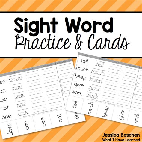 Sight Word Card Templates Cards Design Templates