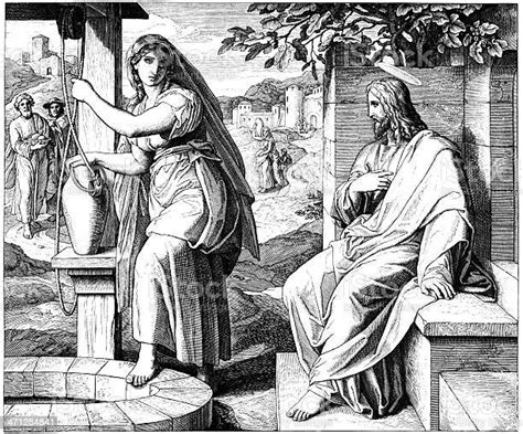 Jesus And The Samaritan Woman Stock Illustration Download Image Now Well Structure Women