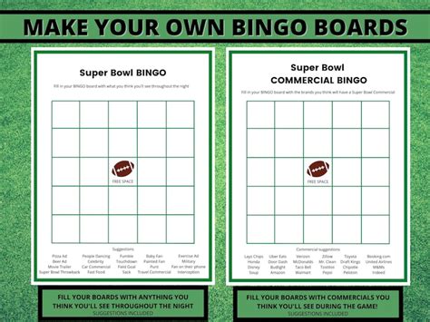 Super Bowl Bingo Blank Bingo Boards Super Bowl Activity Etsy