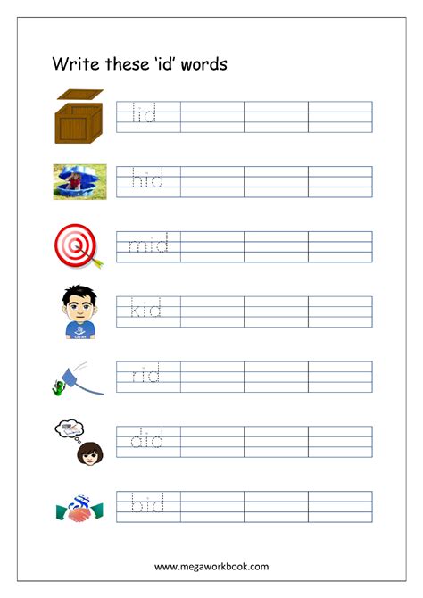 Cvc Words Ending With Id Writing Worksheets For Cvc Words With I
