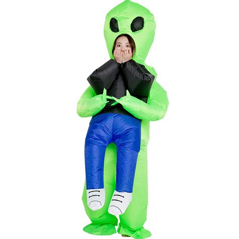 Speverdr Mens Alien Carrying Human Inflatable Suit Womens Green Alien Inflatable Costume