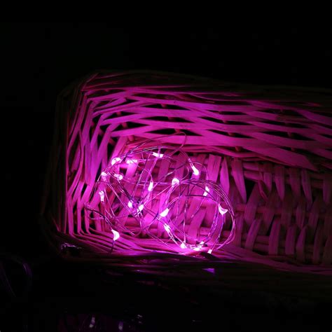 20 Led Copper Lights Wbatt Pink