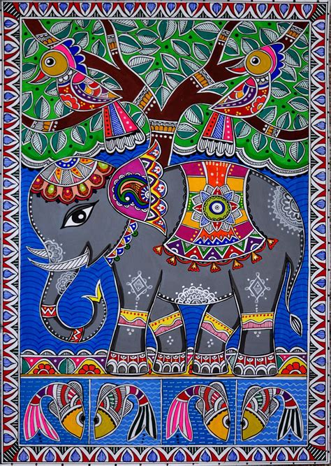 Madhubani Painting Festive Elephant Madhubani Painting Tribal Art Images