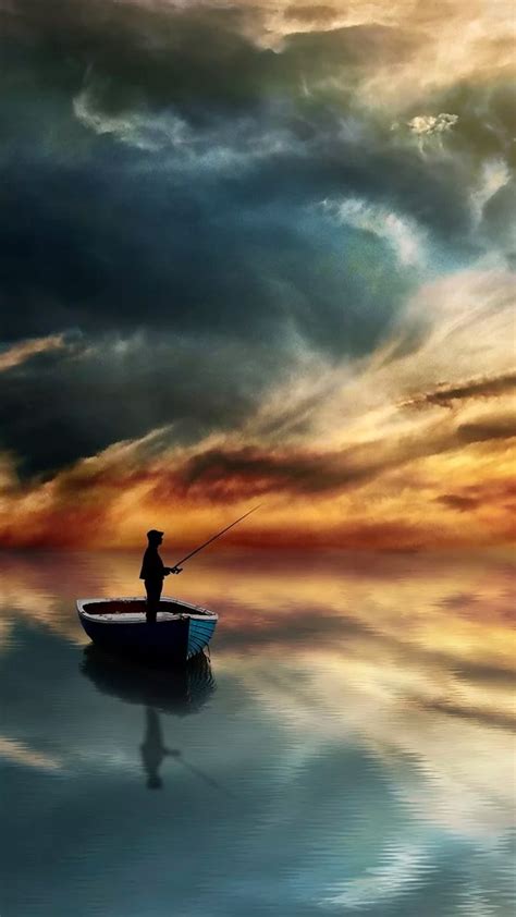 1920x1080px 1080p Free Download Fishing Boat Calm Lake Lake Man