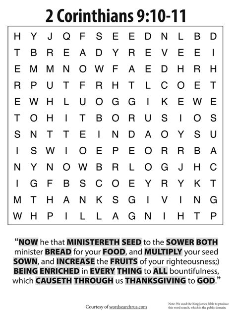 Word Search Puzzle 2 Corinthians 910 11 In 2020 Word